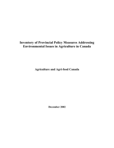 Inventory of Federal and Provincial Policy Measures