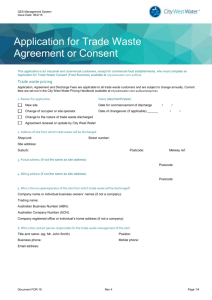 Application for Trade Waste Agreement or Consent