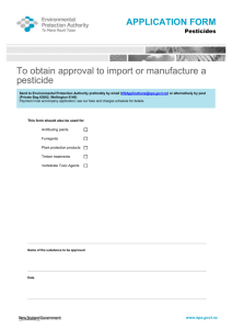 Application form to obtain approval to import or manufacture pesticides