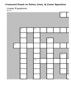 Crossword Puzzle on Linear Equations