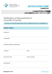 Notification of Nanoparticles in Cosmetic Products Form