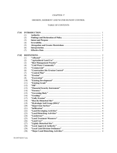 Chapter 17 -Erosion, Sediment and Water Runoff