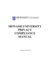 Privacy Compliance Manual - Privacy at Monash