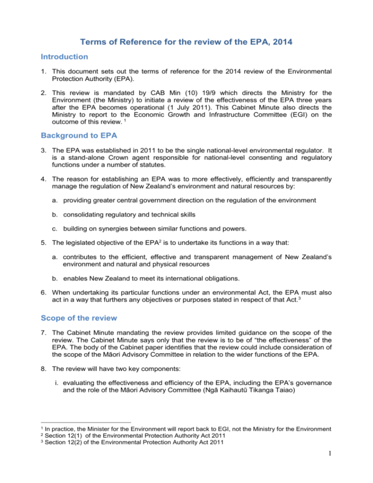 WEB VERSION EPA Review Terms Of Reference
