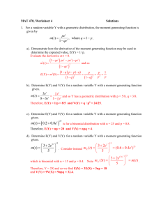 Solutions for Moment Generating Function worksheet
