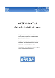 Staff user guide for e-KSF - MSG | Management Steering Group