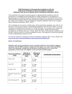 NTF Criteria Worksheet