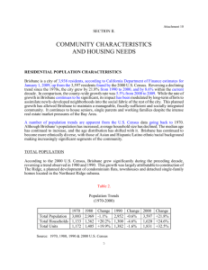 RESIDENTIAL POPULATION CHARACTERISTICS