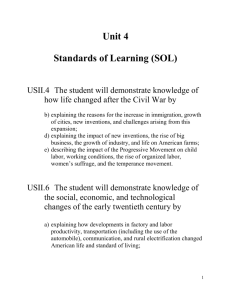 Unit 4 Standards of Learning (SOL) USII.4 The student will