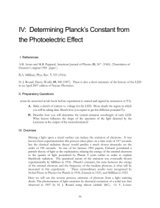 IV: Determining Planck`s Constant from the Photoelectric Effect