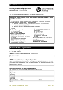 885_11 Form MPP2: Deployment form for land and groundwater