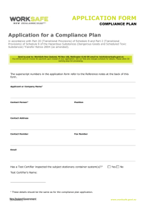 Application for a Compliance Plan