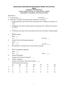 INDUSTRIAL WASTEWATER DISCHARGE PERMIT APPLICATION