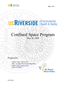 UCR CONFINED SPACE - Environmental Health & Safety