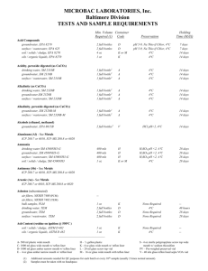 Baltimore Sample Requirements