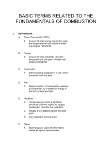basic terms related to the fundamentals of combustion