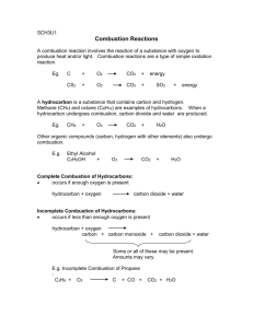 SCH3U Combustion reactions handout and worksheet