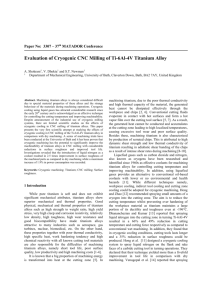 Evaluation of Cryogenic CNC Milling of Ti-6Al-4V Titanium