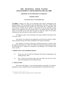 The Municipal Solid Wastes (Management and Handling) Rules, 2000