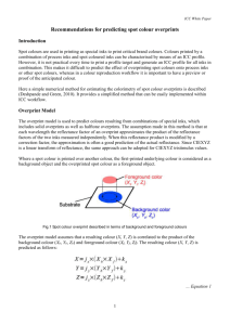 A simplified method of predicting the colorimetry of spot colour