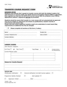Course Transfer Form - The University of Northampton