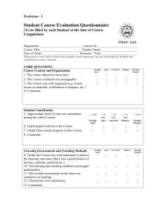 Student Course Evaluation Questionnaire - NWFP-UET