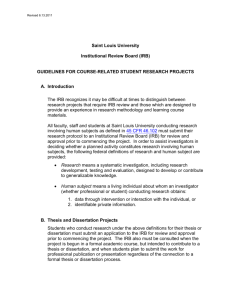Guidelines for Course-Related Student Research Projects