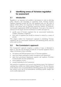 Identifying areas of Victorian regulation