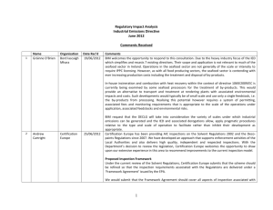 Regulatory Impact Analysis - Department of Environment and Local