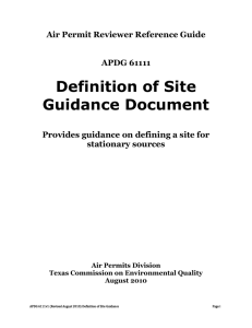 Definition of Site Guidance Document