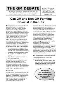 Can GM and Non-GM Farming Co-exist in the UK?