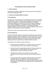 Regulatory Impact Assessment