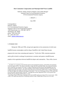 Host Community Compensation and Municipal Solid Waste Landfills