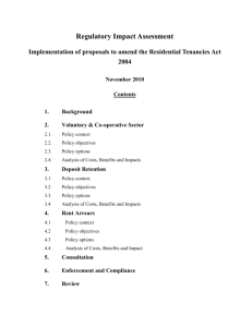 Implementation of Proposals to amend the Residential Tenancies
