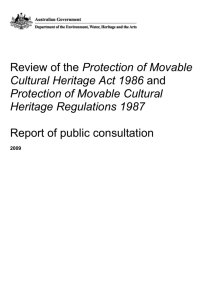 Review of the Protection of Movable Cultural Heritage Act 1986 and