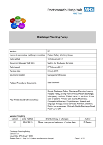 Discharge Planning Policy - Portsmouth Hospitals Trust