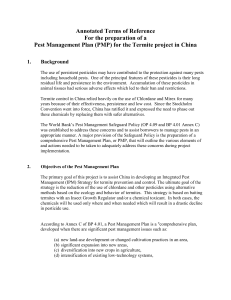 Pest Management Plan (PMP) for the Termite project in China