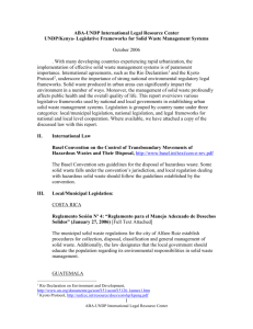 UNDP/Kenya – Legislative Frameworks for Solid Waste