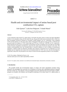 Health and environmental impact of amine based post combustion