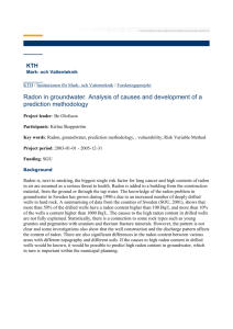 Radon in groundwater. Analysis of causes and development of a