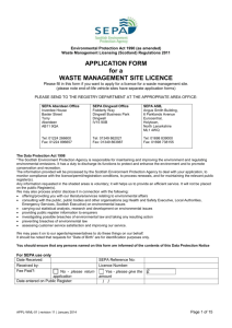 Waste Management Licence Application Form