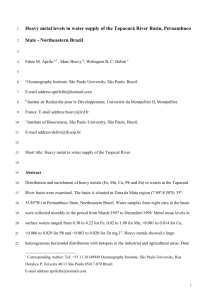 dissolved trace metals distribution in surface waters of the tapacurá