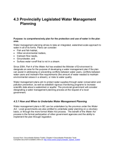 4.3 Provincially Legislated Water Management Planning