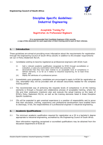 Discipline Specific Guidelines: Industrial Engineering