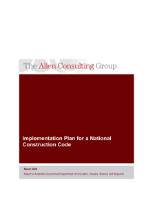Implementation Plan for a National Construction Code