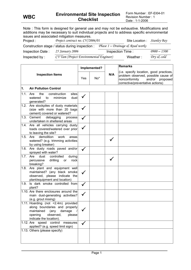 Environmental Inspection