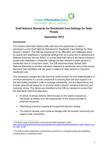Draft National Standards for Residential Care Settings for Older
