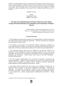 Procedures for Implementation of Projects Financed by the Climate