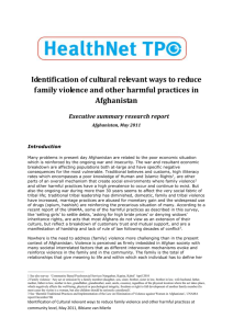 Identification of cultural relevant ways to reduce family violence and
