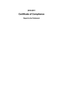 Certificate of Compliance Report to the Parliament